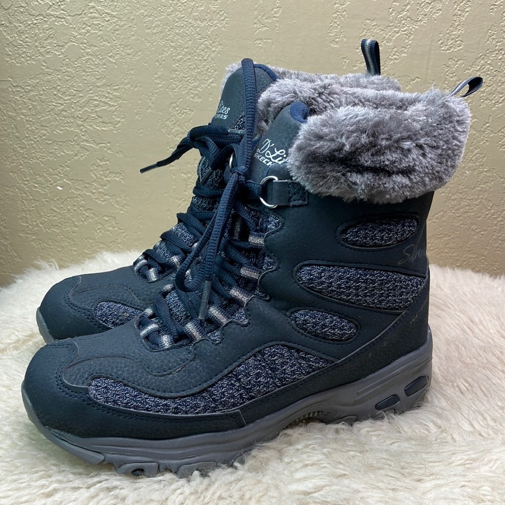 Skechers Charcoal and Blue Winter Boots